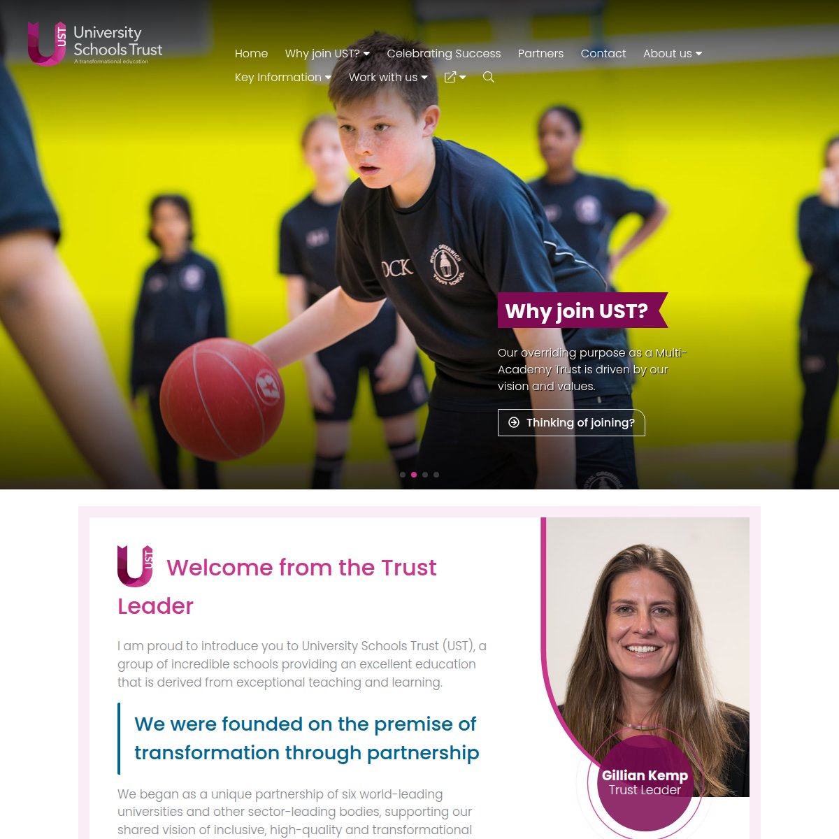 University Schools Trust website homepage screenshot